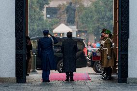 President of Chile Gabriel Boric enters the Palacio de La Moneda